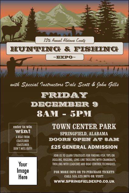 Fishing and Hunting Expo Green Camo Poster
