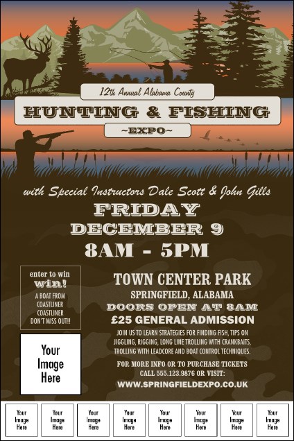 Fishing and Hunting Expo Green Camo Image Poster