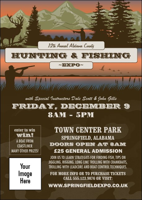 Fishing and Hunting Expo Green Camo Postcard Product Front