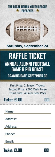 Football Blue Raffle Ticket