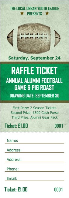 Football Green Raffle Ticket