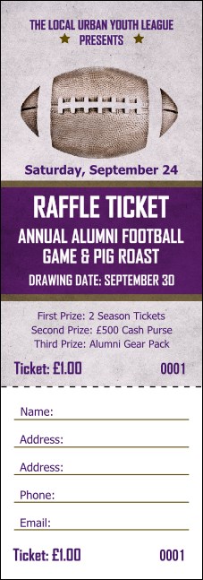 Football Purple Raffle Ticket