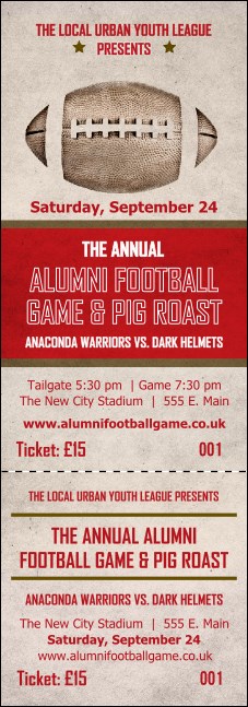 Football Red Event Ticket Product Front