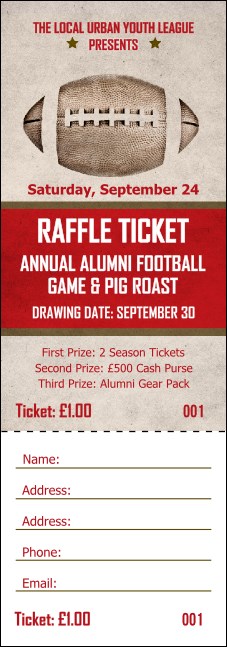 Football Red Raffle Ticket