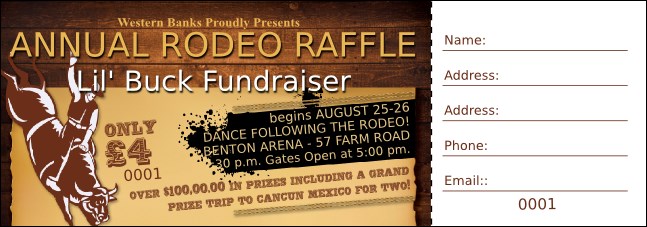 Rodeo Rustic Raffle Ticket Product Front