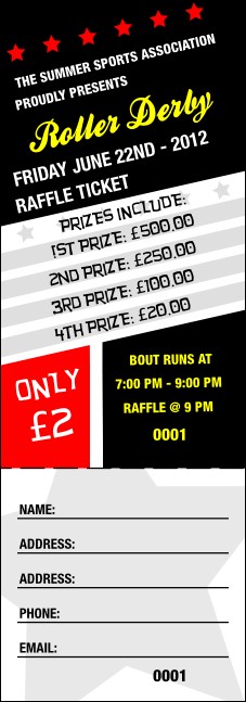 Roller Derby Raffle Ticket Product Front