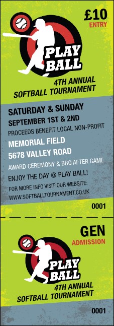 Softball Event Ticket Product Front
