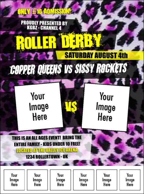 Roller Derby Pink Leopard Image Flyer Product Front