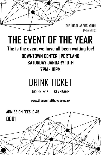 All Purpose Geometric Black and White Drink Ticket Product Front