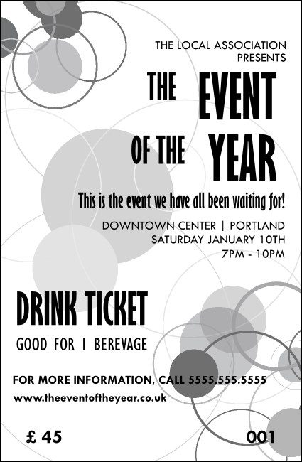 All Purpose Circles Black and White Drink Ticket Product Front