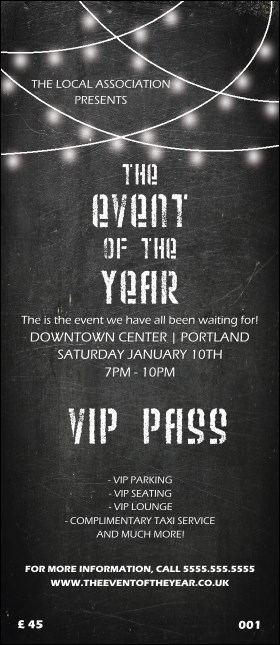 All Purpose Chalkboard Black and White VIP Pass