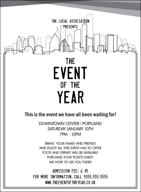 All Purpose Skyline Black and White Invitation