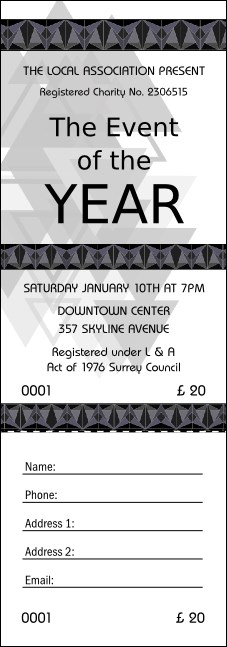 All Purpose Triangles 2 Black and White Raffle Ticket Product Front