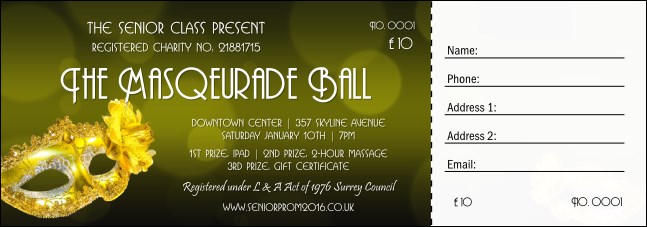Masquerade Ball 2 Raffle Ticket Product Front