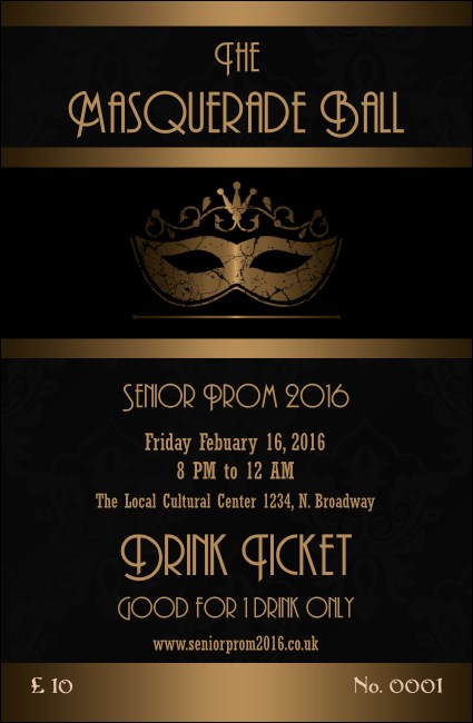 Masquerade Ball 3 Drink Ticket Product Front