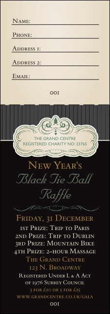 Classic Black Pinstripe Raffle Ticket Product Front