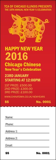 Chinese New Year Pig Raffle Ticket Product Front