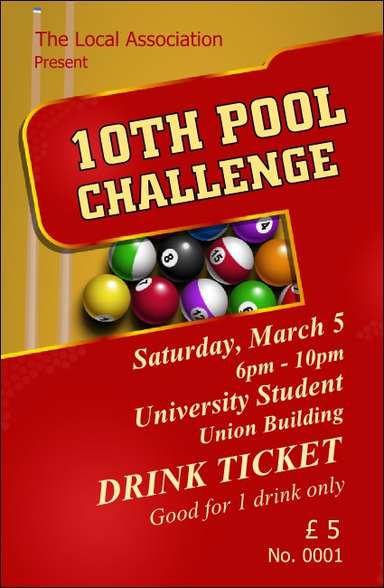 Pool Challenge Drink Ticket Product Front