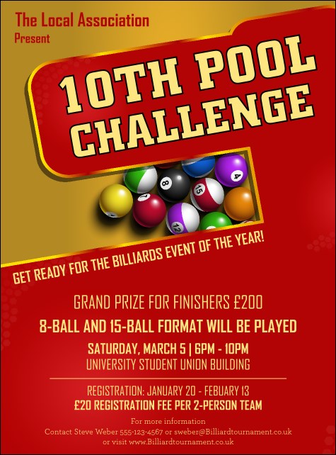 Pool Challenge Flyer Product Front