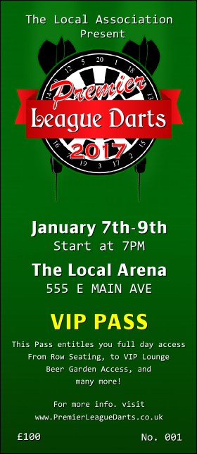 Premier League Darts 2017 VIP Pass