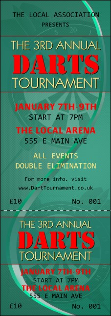 Dart Tournament Event Ticket Product Front
