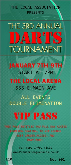 Dart Tournament VIP Pass