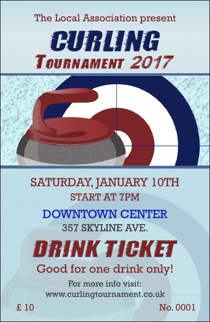 Curling Tournament 2017 Drink Ticket Product Front