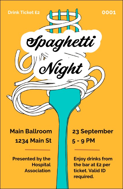 Retro Spaghetti Drink Ticket Product Front
