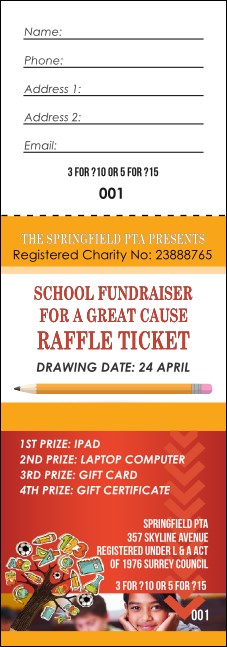 School Fundraiser Raffle Ticket 0007 Product Front