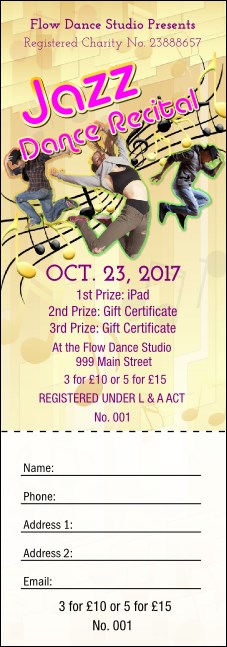 Jazz Dance Raffle Ticket