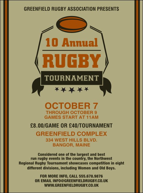Rugby Tournament Flyer Product Front