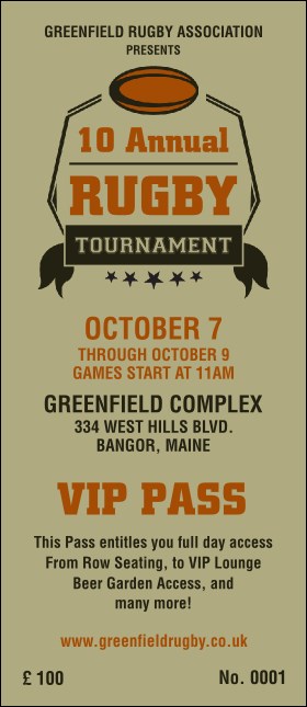 Rugby Tournament VIP Pass Product Front