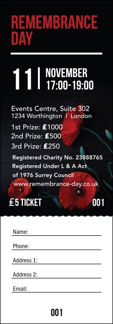 Remembrance Day Raffle Ticket Product Front