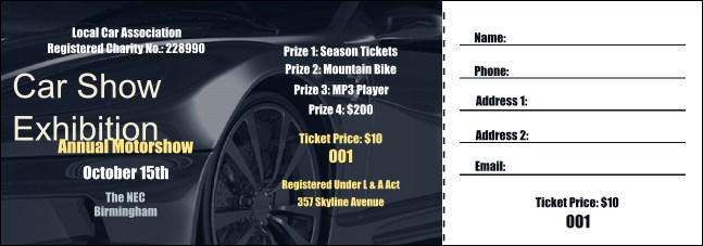 Car Show Speed Dial Raffle Ticket