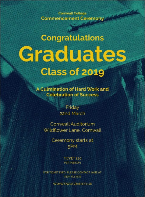 Graduation - Blue and Yellow Invitation Product Front