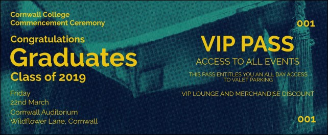 Graduation - Blue and Yellow VIP Pass