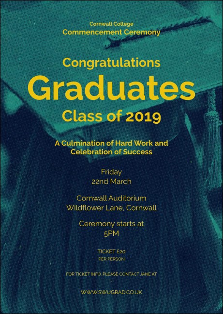 Graduation - Blue and Yellow Postcard Product Front