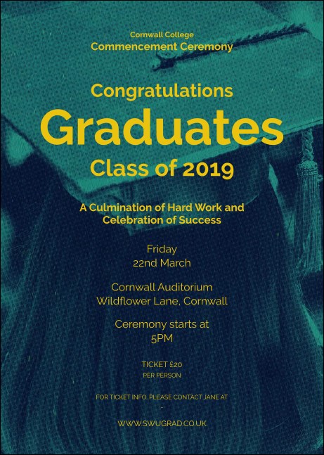 Graduation - Blue and Yellow Postcard