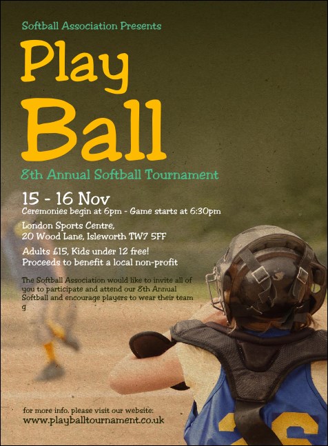 Youth Softball Invitation Product Front