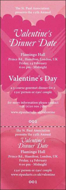 Valentine's Dinner Date  Event Ticket Product Front