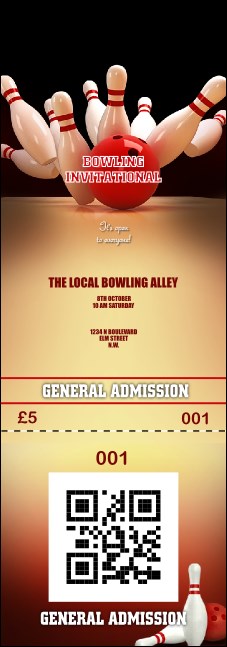 Bowling League QR Event Ticket Product Front