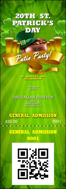 St. Patrick's Day Party QR Event Ticket Product Front