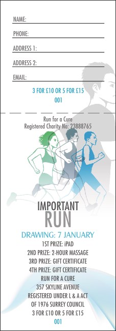 Run for a Cure Blue & Green Raffle Ticket Product Front