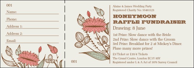 Wedding Flower Raffle Ticket