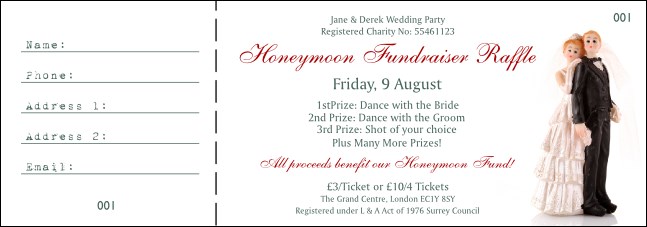 Vintage Bride and Groom Raffle Ticket Product Front