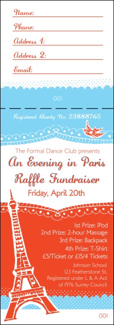 Whimsical Paris Raffle Ticket Product Front