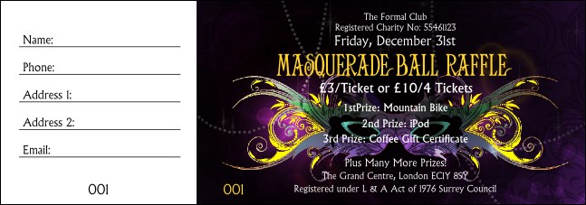 Masquerade Ball Raffle Ticket