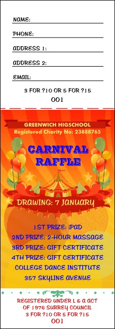 Carnival Raffle Ticket Product Front