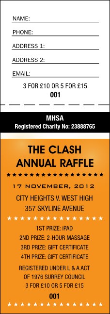 Versus All Purpose Raffle Ticket (Orange)