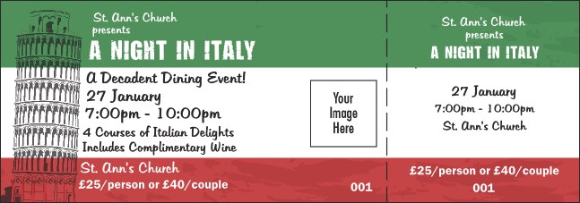 Italy Theme Event Ticket Product Front